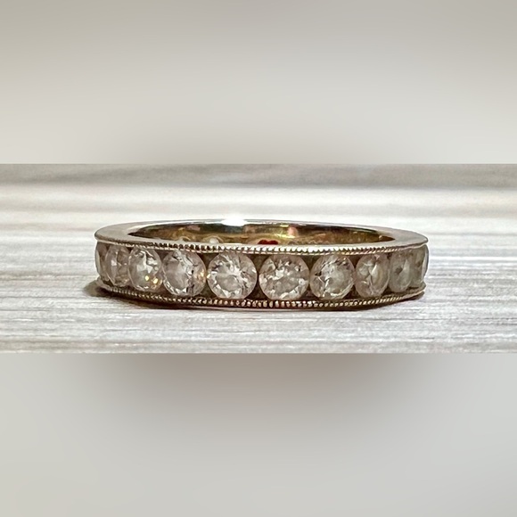 Designer Hidalgo Gold Plated Channel-Set Cubic Zirconia Eternity Band Ring - Picture 1 of 7